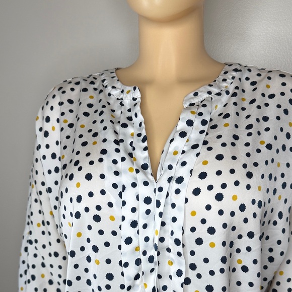 Ann Taylor Factory Polka Dot Blouse Size LP - Picture 3 of 15